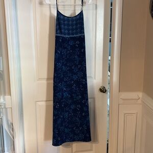 Dark Blue with Flower Maxi Dress Juniors Size 7